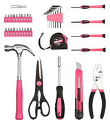 B BOSI TOOLS 40-Piece Pink Tool Set- General Household 40 PCS Hand Tool Kit with Plastic Toolbox Storage Case (Pink) B BOSI TOOLS