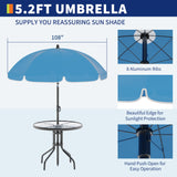 6 Pieces Patio Dining Set with Umbrella, Outdoor Furniture Set with 4 Folding Dining Chairs, Garden Patio Furniture Set with Umbrellas, Tempered Glass Top Dinings Table PeakPursuit