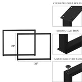 HOMEKAYT Metal Table Legs 28''Hight 35'' Wide Heavy Duty Furniture Legs, Modern Desk Legs Multiple Uses for Dinning Table Coffee Table (Rectangle Shape, 2pcs)-Black HOMEKAYT