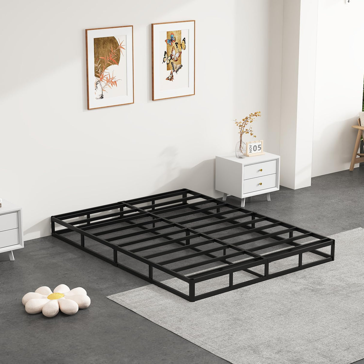 NHODIR Box Spring for King Bed, 7 Inch King Box Spring Only, Strong Metal Frame Mattress Foundation, No Noise, Easy Assembly NHODIR