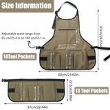Realand 14 Pockets Tool Apron + 13 Pockets Waist Tool Belt, Sturdy Oxford Work Apron Vest for Carpenter Garden Woodworker Shop, Woodworking Aprons for Men Women, Khaki Realand