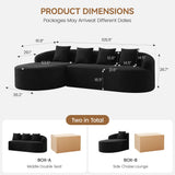 Boneless L Shaped Sofa Couch, Oversized Sectional Curved Cloud Sofa with Chaise Lounge, Chenille 4 Seats Deep Seat Couches for Living Room, No Assembly, Black Hatppto