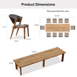 PURPLE LEAF 13-Piece Patio Dining Set Outdoor Furniture Rectangular Table and Chairs Set with Aluminum Frame and Teak-Finish for Garden Deck Backyard Kitchen Deep Teak Outdoor Set PURPLE LEAF