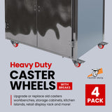 Online Best Service 4 Pack Caster Wheels Swivel Plate On Red Polyurethane Wheels (2 inch With Brake) Online Best Service