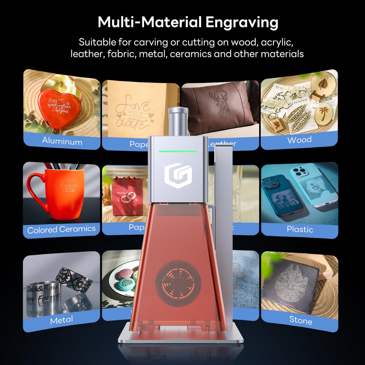 Longer Nano Pro Portable Laser Engraver, 5000mm/s High-Speed 12W Laser Engraver and Cutter, Engraving Precision 0.01 * 0.01mm, DIY Engraver Tool for Wood, Acrylic, Leather, Cloth, Metal, Ceramics Longer