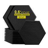 Shatex 12 Pack Hexagon Acoustic Panels,12" X 10" X 0.6" High Density Sound Absorbing Panels Reducing Noise and Improving Sound Quality,Suitable for Recording Rooms, Home Theaters and Offices (Black) Shatex