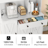 YITAHOME 71''H Kitchen Pantry Cabinet, Tall Cabinet with Drawer, Doors, Goblet Holder, Wine Rack & Power Outlet for Kitchen, Living Room (White) YITAHOME