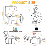 Trustyue Extra Large Dual Motor Power Lift Recliner Chair, Lift Chair with Massage and Heat for Elderly, Lay Flat Recliner, Standing Assistance, Stainless Steel Cup Holders, Chenille Beige Trustyue