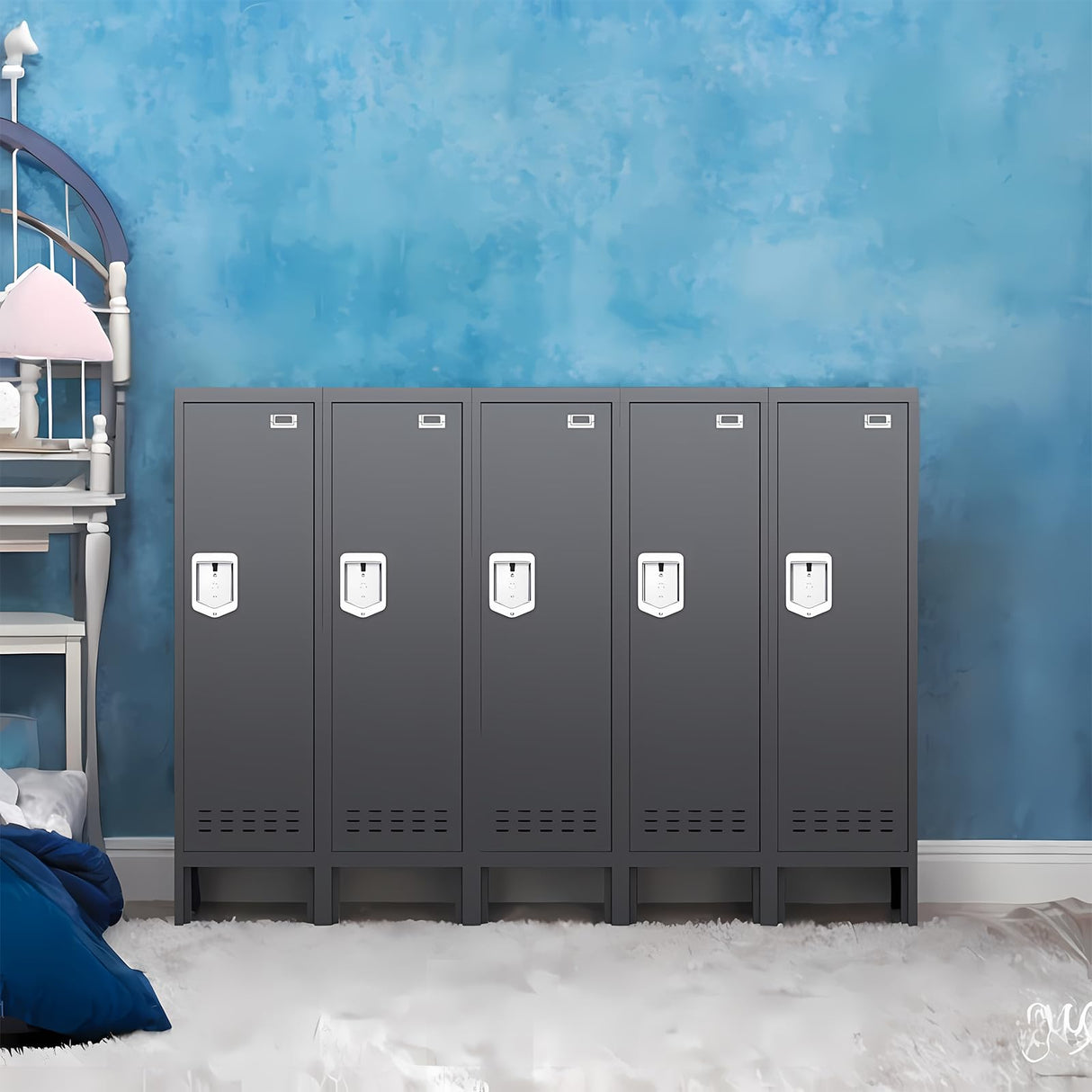 BUTISOW Metal Cabinet Home Office Storage, Lockable Steel Locker with Door, 54" Height, Multi-Purpose for Home, Office, Gym, School, Garage BUTISOW