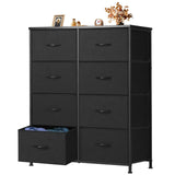 OLIXIS Dresser for Bedroom,8 Storage Fabric Drawers, Metal Frame and Wooden Top, Tall Storage Drawer Dresser for Closet with Easy Pull Handles for Living Room, Entryway, Small Space Black OLIXIS