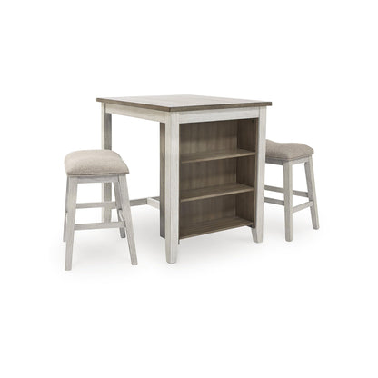 Signature Design by Ashley Skempton 3 Piece Counter Height Dining Set, Includes Table and 2 Barstools, Whitewash - WoodArtSupply