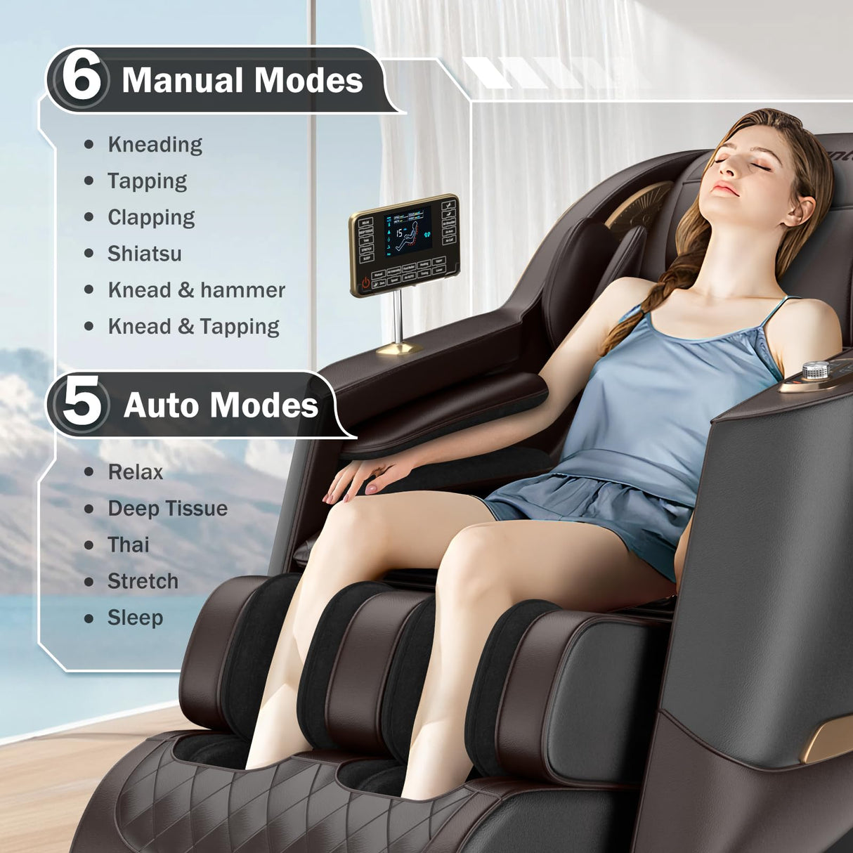Culanta Massage Chair Full Body, Zero Gravity SL-Track Shiatsu Massage Recliner Chair with Body Scan, Airbags, Foot Rollers, Deep Yoga Stretch, Heating (U1-Brown) Culanta