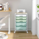 Craft cart,Rolling Cart with Drawers,Storage Cart with 5 Drawers and Wooden Tabletop for Under Desk Organizers and Storage,Green SYKIARIOL