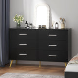 Shintenchi 6 Drawer Dresser, Wide Chest of Drawers Organizer Storage with Drawers, Large Storage Cabinet, Modern Design Dresser for Bedroom, Living Room, Porch, Black Shintenchi