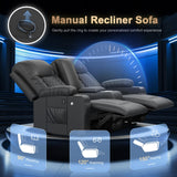 DG PEAFOWL Loveseat Recliner Sofa, Home Theater Seating with Center Console, Reclining Loveseat RV Couch with USB Ports & Phone Holders, Wall Hugger RV Sofa Furniture with Storage & Pocket DG PEAFOWL