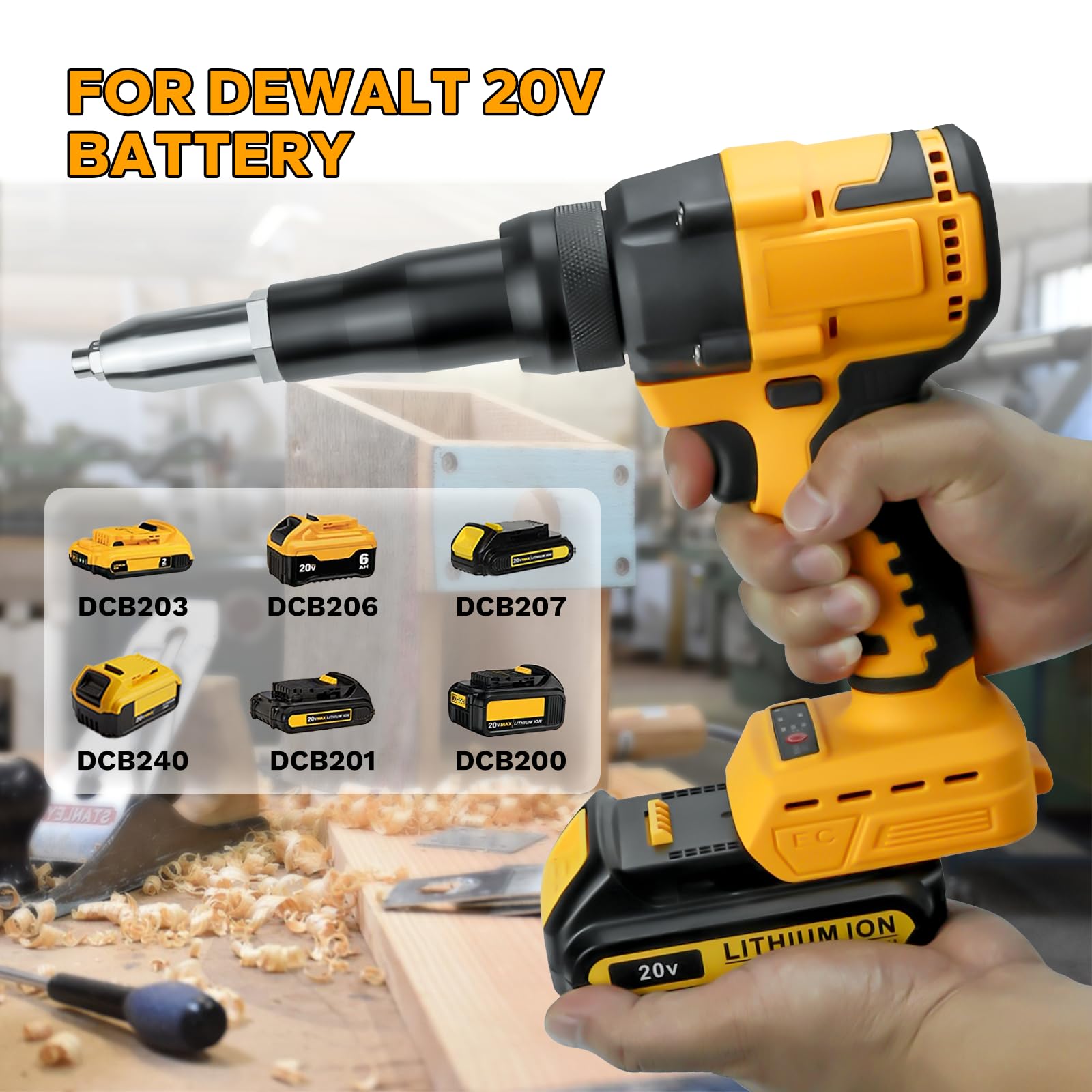 LouSdZoke Cordless Rivet Gun for DeWalt 20V,Electric Rivet Gun, Brushless Rivet Gun Tool for Rivets(1/8'', 5/32'', 3/16") - WoodArtSupply