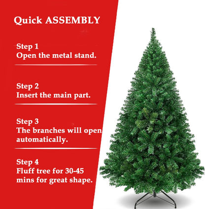 Fenbeli 6ft Christmas Tree with 1000 Branch Tips - Artificial Xmas Tree with Metal Hinges & Foldable Base for Home, Office, Party Decoration (Green, 6FT)