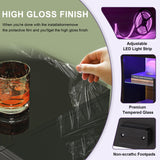 Clikuutory Black LED TV Stand with Large Storage Drawer for 32 40 50 55 Inch TVs, Modern High Gloss TV Console Table with Entertainment Center for Living Room, Bedroom, Black Clikuutory