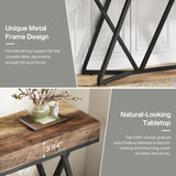 Tribesigns 55 Inch Console Table, Farmhouse Sofa Table Wood Entryway Table with Unique Metal Base, Behind The Couch Table Foyer Table, Industrial Accent Table for Hallway, Living Room, Rustic Brown Tribesigns