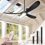 BOOSANT 72" Ceiling Fans with Lights and Remote Control, Outdoor Ceiling Fan with Lights High CFM Quiet 3 Blade Wood Walnut Ceiling Fan, Modern Propeller Ceiling Fan for Outdoor/Indoor,Matte Black BOOSANT