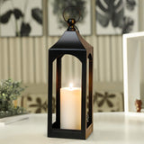 Modern Farmhouse Lantern Decor, Black Metal Decorative Hanging Candle Lanterns Ideal for Home Decor, Parties & Events, 15.1" High (No Glass Panel) SUJUN