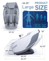 Stylish Massage Chair Full Body Zero Gravity Massage Chair Rocking Sleep Mode 3D SL Yoga Stretch Massage with Heat 12+ Modes Upgraded Calf +11cm Wireless Phone Charge Screen Touch Large Size White UIIU
