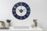 Bulova Steel Oversize Wall Clock, 27", Silver and Blue Bulova