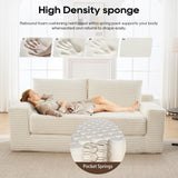GNIXUU Corduroy Cloud Loveseat Sofa, 2 in 1 Convertible Sleeper Sofa with Fixed-Shape Frame, Comfy Folding Boneless Love Seat Couches for Living Room, Apartment, Small Spaces Beige GNIXUU