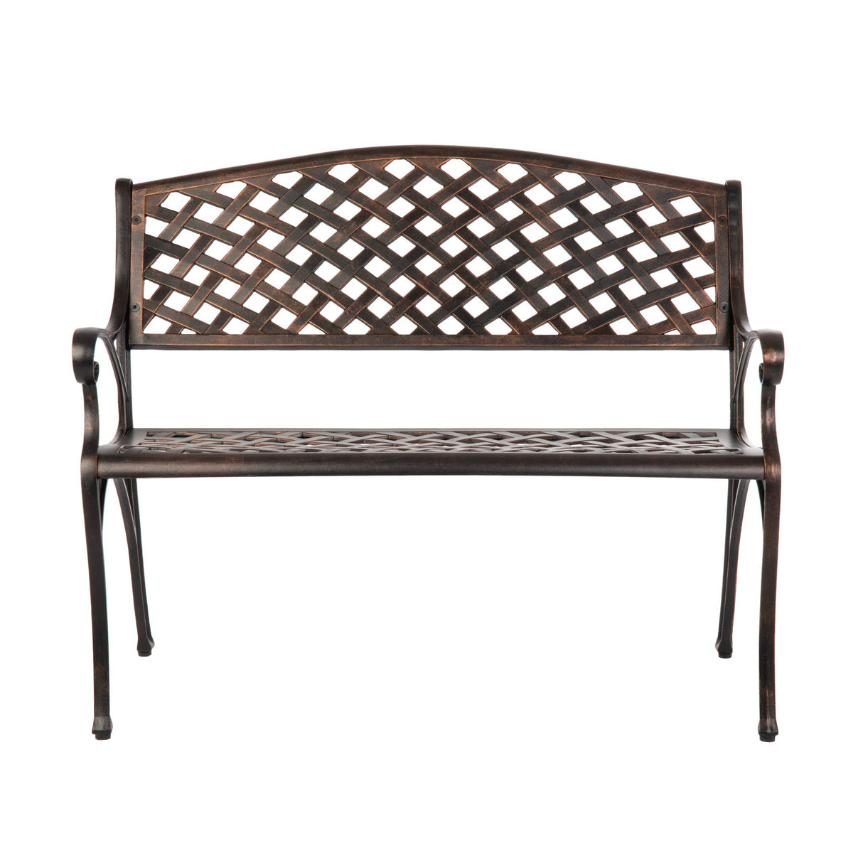 Balkene Home 61491 Patio Bench Cast Aluminum Lightweight Sturdy Bench Perfect for Relaxing Pause in Garden, Backyard Patio Basketweave Design - Antique Bronze Finish Patio Sense