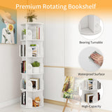 Hestiasko 5 Tier Rotating Bookshelf, 360 Rotating Bookcase, Spinning Bookshelf Tower for Kids & Adults, Corner Book Shelf for Small Space, Revolving Bookcase for Bedroom, Living Room, White Hestiasko
