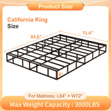 Husleephu California King Box Spring 8 Inch, High Profile Metal Cal King Box Spring with Fabric Cover, Sturdy Mattress Foundation, Easy Assembly, Noise Free, Black Husleephu