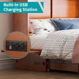BALUS Queen Murphy Bed, Cabinet Bed with Built-in USB Ports & 2Storage Drawers, Space-Saving Modern Murphy Beds Cabinet Guest Beds with Tri-fold Mattress for Office, Easily Convertible - Cherry BALUS