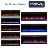 Cheerway 72 Inch Electric Fireplace, Recessed Fireplace Insert and Wall Mount Fireplace Heater with Remote & Touch Control, Adjustable Flame Color & Brightness, Log Set & Crystals, Child Lock & Timer Cheerway