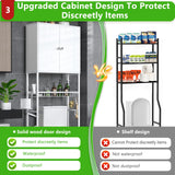 Over The Toilet Storage Cabinet - 2-Door Design Bathroom Organizers Shelf, Freestanding Space-Saver Above Toilet Storage Cabinet with Privacy Protection Rack, Water-Resistant Toilet Shelves (White) Mlinavn
