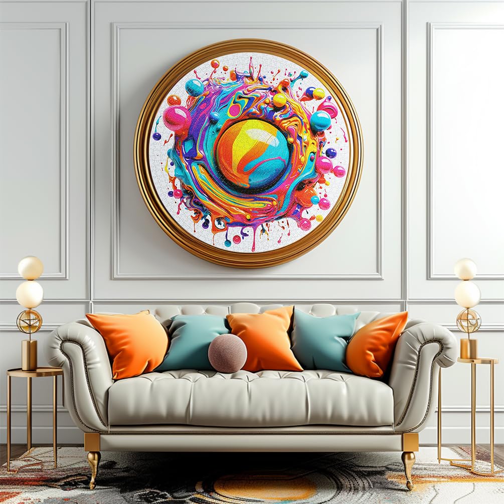 Bgraamiens Puzzle-Paint Splashes-1000 Pieces Gradient Colorful Impossible Puzzle for Adult,Hard Challenge Puzzle for Adult Bgraamiens