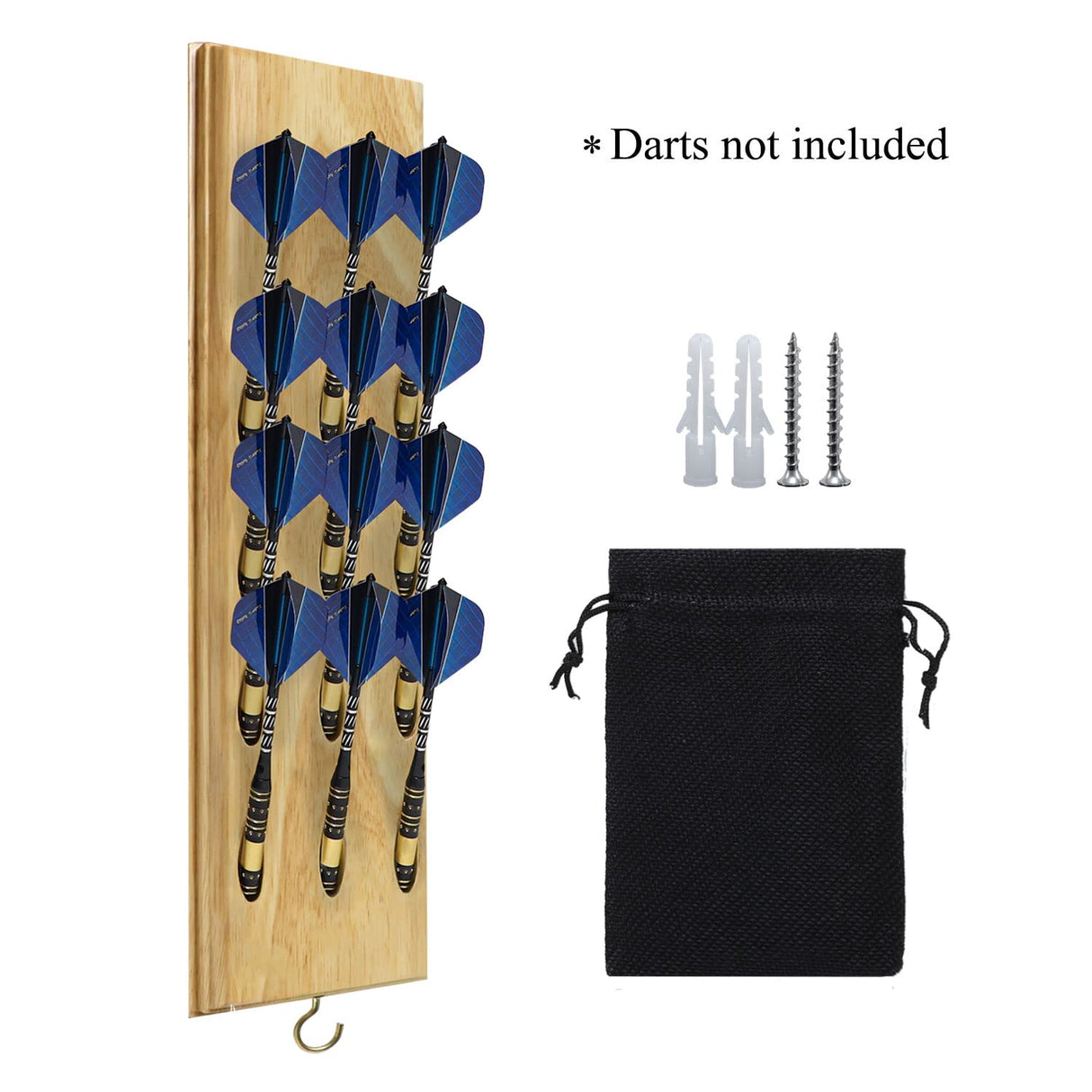 FDLS Darts Caddy Wall Mounted Darts Holder/Stand/with Metal Hook, Accessory Storage Bag, Displays 12 Set of Steel/Soft Tip Darts FDLS