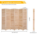 Bonnlo Wood Room Divider Privacy Screen, 5.9 Ft Tall Folding Partition Wall Divider, Indoor Freestanding Hinged Space Separator (Natural, 6 Panel) Bonnlo