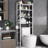 Kalrin Over-The-Toilet Storage Rack, 4-Tier Bathroom Organizer Shelf Over Toilet with Adjustable Shelf and Basket, Freestanding Space Saver Bathroom Shelves Above Toilet for Room (Pure White) Kalrin