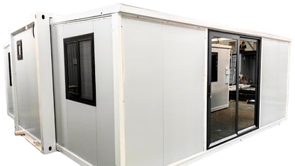 Portable Prefabricated Tiny Home, Foldable, Expandable Container with Bathroom,Bedroom,Living Room and Open Kitchen.Modern Design Small Villa,Mobile Expandable House. (White 20x40ft) - WoodArtSupply