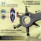 Leather Hole Punch & Belt Hole Puncher Easily Punches Perfect Round Holes. Bonus Ruler & Awl Tool. Leather Craft Tool for Watch or Bag Strap, Fabric, Eyelet - Precision Crafting & Professional Results Skilled Crafter