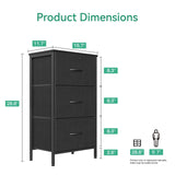 AODK Dresser for Bedroom Nightstand Small Dresser Chest of Drawers End Table for Living Room, Closet Dresser with 3 Storage Drawers Organizer Clothes, Black AODK