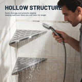 BWE 10" Shower Corner Shelf, 304 Stainless Steel Shower Shelves, Slot Design Corner Shower Shelf, Recessed Bathroom Storage Organizer for Tiled Wall,No Drilling Need, Brushed Nickel 2 Pack BWE