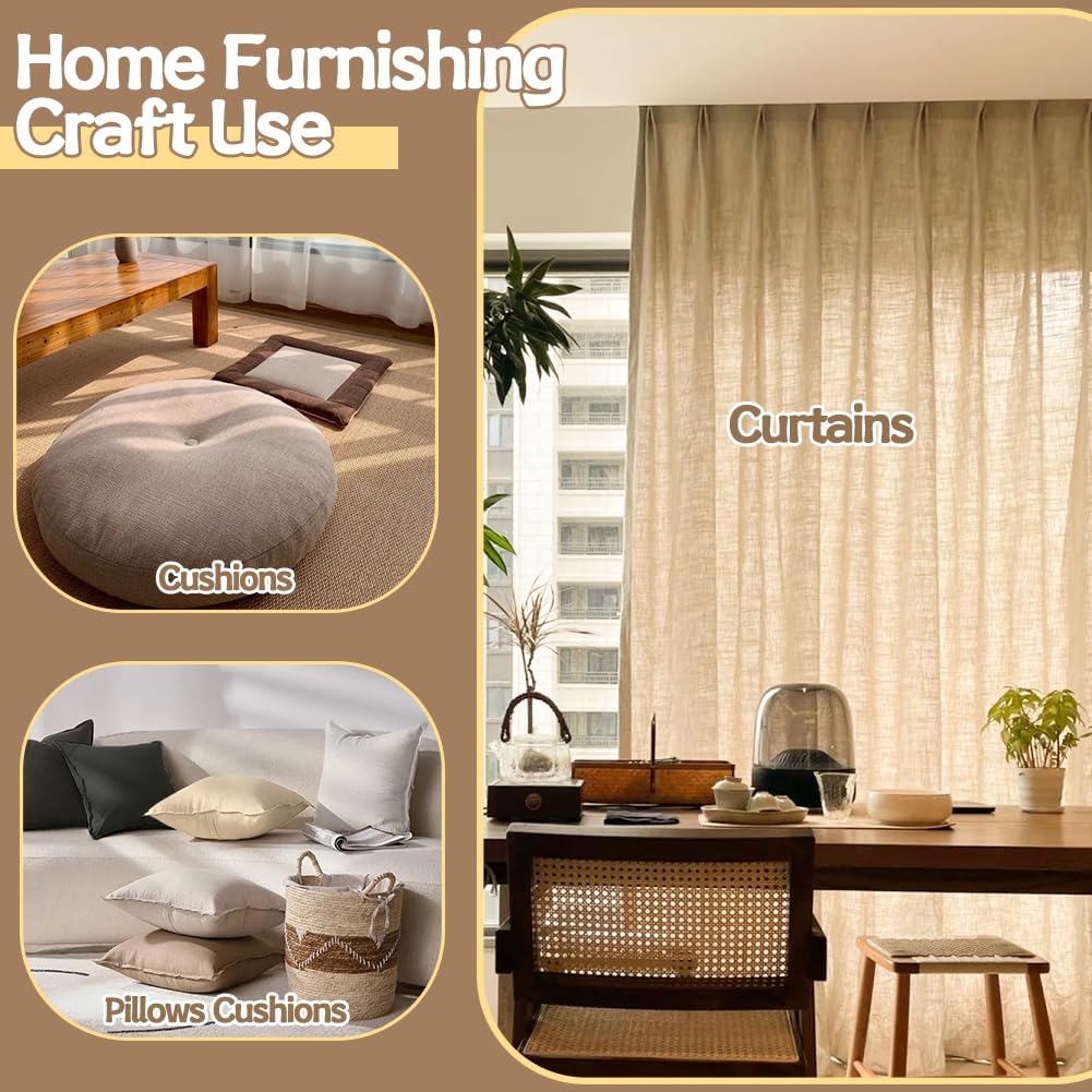 ZXIIXZ White Linen Needlework Fabric, (59In x 19In) Large Size Linen Fabric Cloth Linen Fabric for Making Garment Craft Upholstery Flower Pot Decoration ZXIIXZ