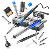 Soldering Iron Kit, 90W 110V LCD digital soldering gun，12-in-1 Soldering Iron Kit Tool，Temperature adjustable from 180-480°C，5 soldering tips，soldering wire，soldering paste，soldering pump MEAKEST