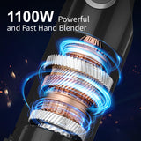 Immersion Blender 5 in 1 Handheld Blender - 1100W Scratch Resistant Blender Stick, 12 Speed and Turbo Boost Hand Blender with Chopper,Beaker,Whisk and Milk Frother for Milkshake Puree Smoothie Food CEUKOZ