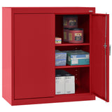 Sandusky CA21361836-01 Classic Series Counter Height Metal Storage Cabinet with Adjustable Shelves, Locking Handle, 18" D x 36" W x 36" H, Red Sandusky