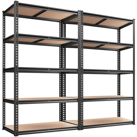 REIBII 35.55"W x 72"H x 16"D Storage Shelves 72"H Garage Shelving Heavy Duty 2020LBS 5 Tier Adjustable Metal Shelving Unit for Garage Shelves Utility Rack Shelf for Basement Pantry Closet Shelves,2P