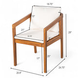 Christopher Knight Home Lucid Set of 2 Outdoor Dining Chair, Acacia Wood Frame Dining Chairs, Accent Chair Set with Comfortable Cushions, Patio Armchair for Backyard Poolside Garden, Natural + Beige Christopher Knight Home