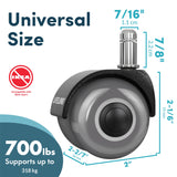 Lifelong Office Chair Wheels Replacement Rubber Desk Chair Casters for Hardwood Floors and Carpet, Set of 5, Heavy Duty Casters for Chairs to Replace Office Chair Mats - Fits 98% Lifelong