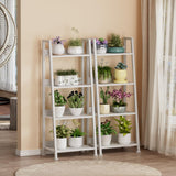 Furologee 4-Tier White Ladder Shelf, Ladder Bookshelf with Removable Drawer, Bookcase Storage Rack Organizer, Freestanding Storage Shelves for Living Room, Home Office, Bedroom Furologee